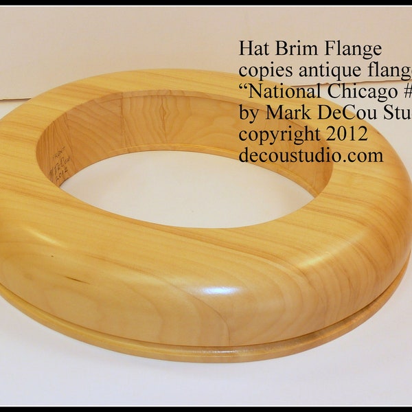 Built-to-Order, Hat Making Brim Flange copy of National Chicago No. 510, Any SIZE Any WIDTH, Any OVAL Shape Millinery, Solid Poplar Wood