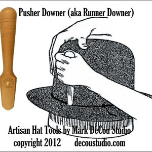 Built-To-Order, Hat Making Three 3 Piece Hand Tool Kit, Pusher Runner Downer, Foot Tolliker, Puller Downer, Light Colored Wood image 2