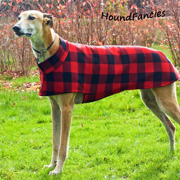 Short Collar Greyhound Coat in Fleece, size large or medium--Greyhound Coat/Fleece Greyhound Coat/Short Collar Greyhound Coat/