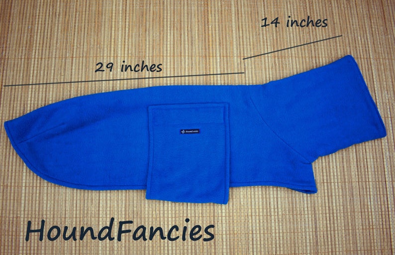 Fleece Greyhound Coat in Peacock Blue size medium--Greyhound CoatFleece Greyhound Coat Snood CoatSighthound CoatWinter Fleece Coat