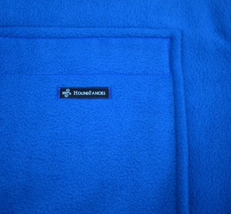 Fleece Greyhound Coat in Peacock Blue size medium--Greyhound CoatFleece Greyhound Coat Snood CoatSighthound CoatWinter Fleece Coat