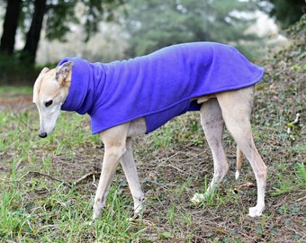 Fleece Greyhound Coat in Purply Purple, size medium, large, or petite--Greyhound Coat/Fleece Greyhound Coat/ Snood Coat/Sighthound Coat