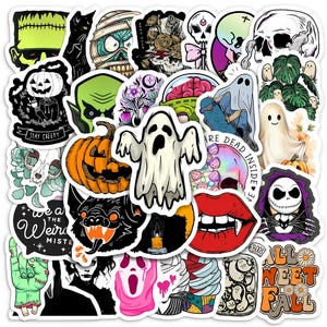 10/25/50 piezas de pegatinas geniales de Halloween con forma de calabaza de terror, calcomanías de regalo para fiestas de festivales, bricolaje para computadora portátil, equipaje, motocicleta, teléfono, juguetes impermeables para niños