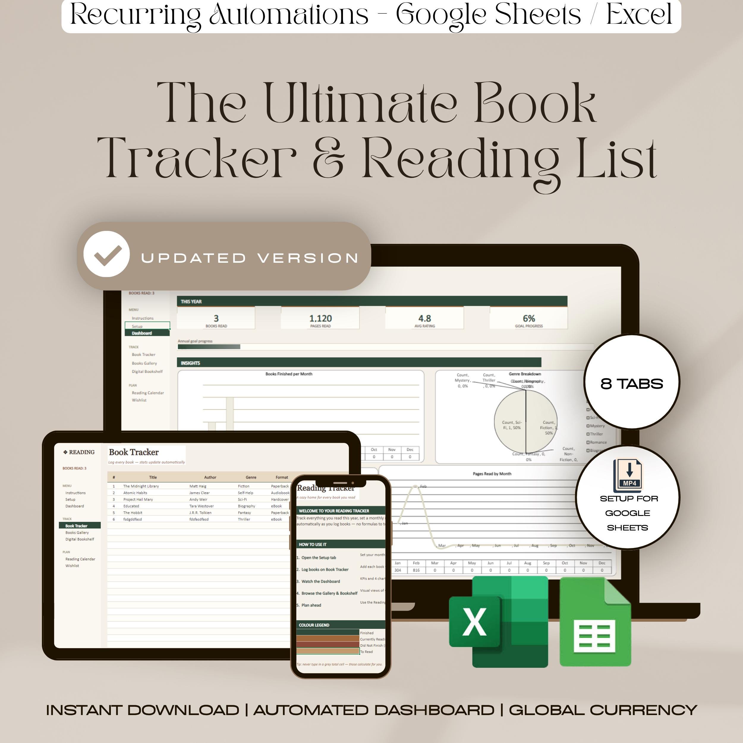 The Ultimate Book Tracker & Reading List (Excel/GoogleSheets)