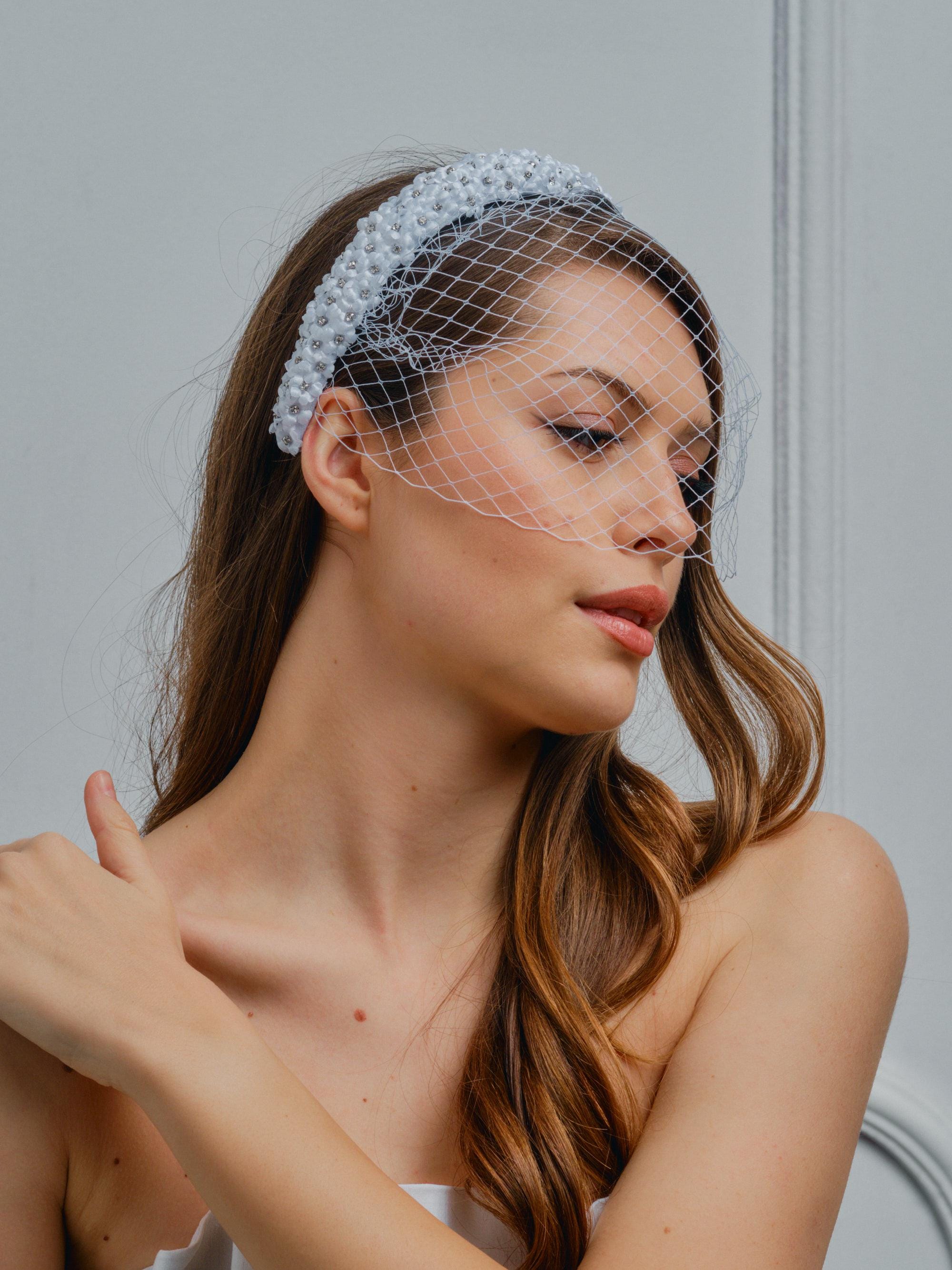 Shimmering Bride is a Unique One-Of-A-Kind  5-piece Bridal Headpiece Ensemble Last Minute Wedding Choker Added to Gown | Bride main image 4