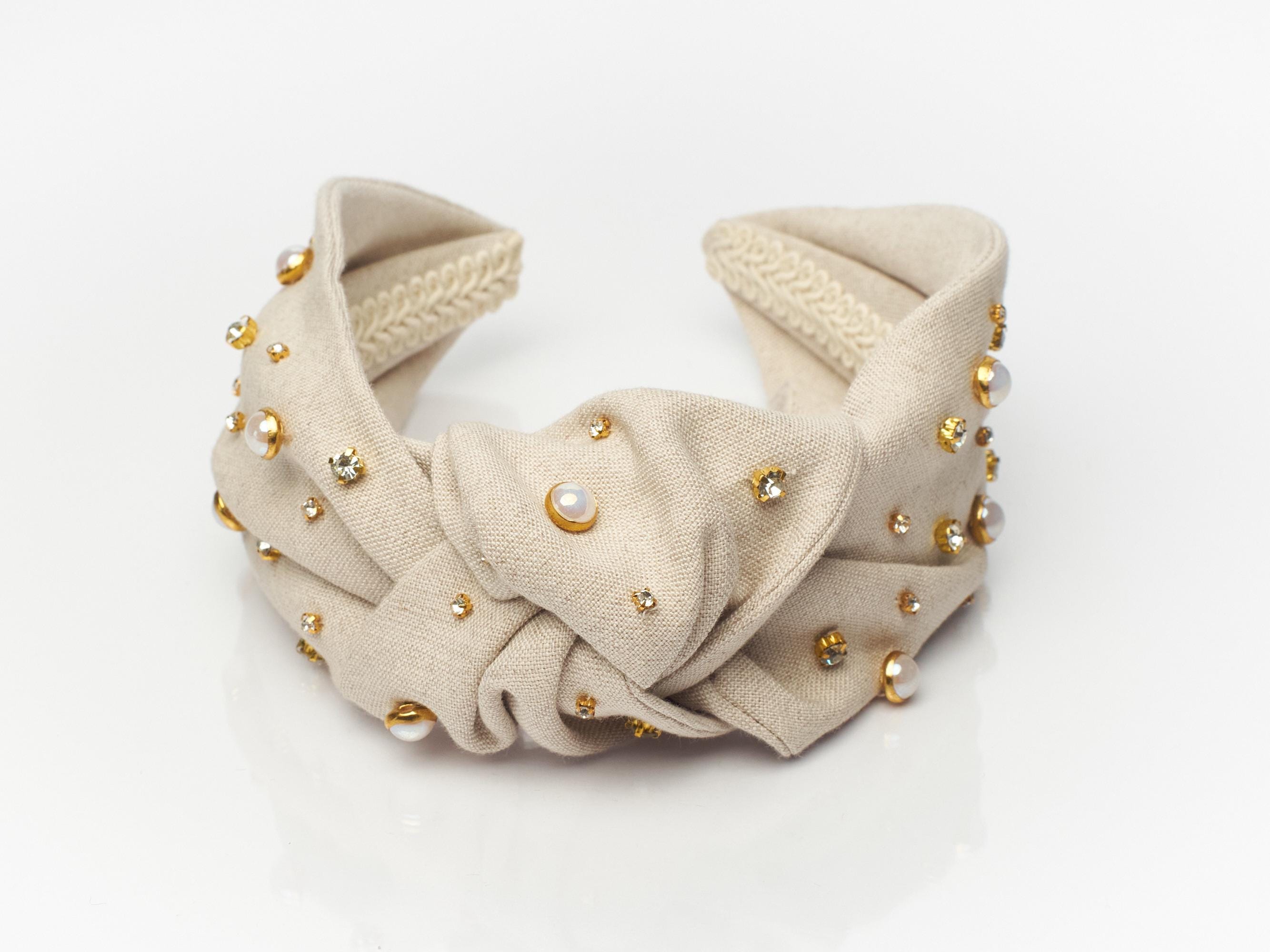 Jewelled Denim Knot Headband With Crystals, Pearls & Stars  display picture 2