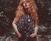 Black Salem Witch Chiffon Button Down