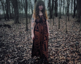 Brown Crop Circles Empire Dress