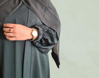 3-delige smaragdgroene abaya-set met hijab, onderjurk en riem - perfect voor Eid, Ramadan, islamitische mode, bescheiden mode