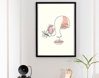 Woman Line Art Print: Abstract Boho Wall Decor (PDF)