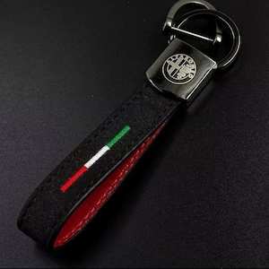 Portachiavi In Pelle Scamosciata Per Alfa Romeo - Con Logo Stelvio, 4C, Mito, Giulietta, Nero - Foto 12