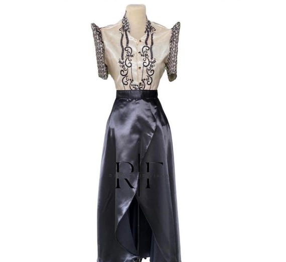 backless filipiniana dress Modern #003 Taille:M it is available in MINI Holiday black backless dress