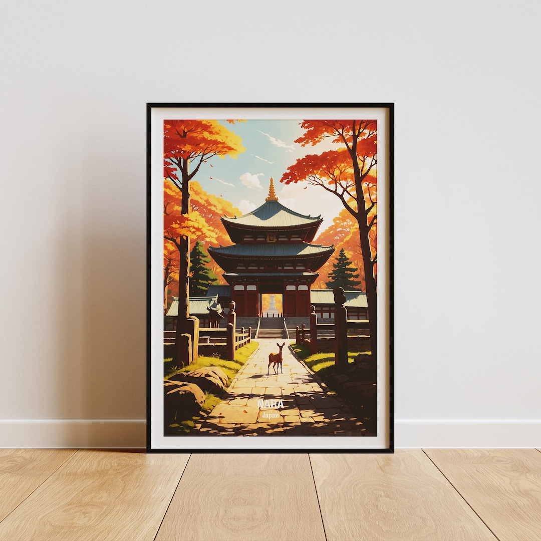 Nara Animation Nara Japan Art Print: Deer Park Travel Poster - Etsy