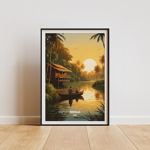 Kerala India Wall Art Print - Kerala Travel Poster, Ayurvedic Paradise Gift, Tropical Decor, Unique Home Decor