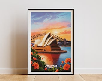 Konsttryck från Sydneys operahus: Australiensisk reseposter