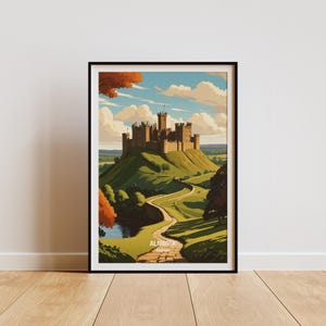 Alnwick England Wall Art Print - Alnwick Castle Druck, Vintage-Stil Kunst, einzigartiges Wohndekor, Geschenk für Reisende, Abenteurer-Liebhaber