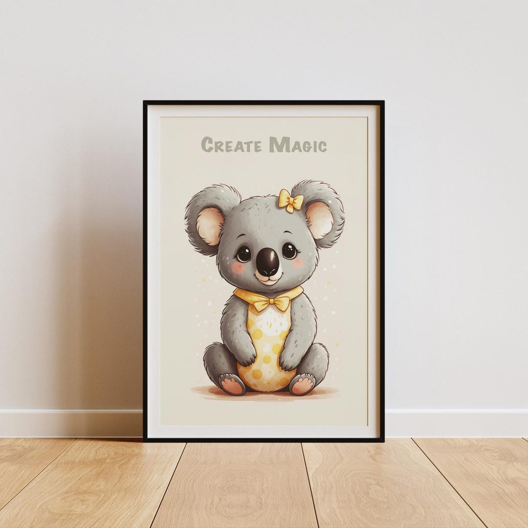 Personalized Baby Koala Nursery Wall Art Cuddly Animal Print for Kids ...