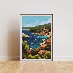 Vis Island Wand Kunst Druck - Vis Island Kunstdruck, Kroatien Reise Dekor, einzigartiges Geschenk, Wand Kunst, Wohnkultur, Urlaubserinnerungen.