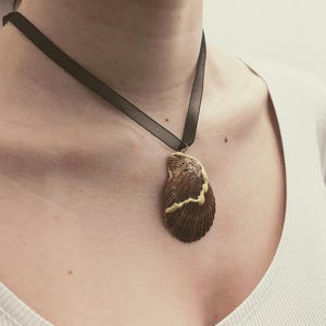 Necklace with shell pendant and gold-plated ornament GXLD