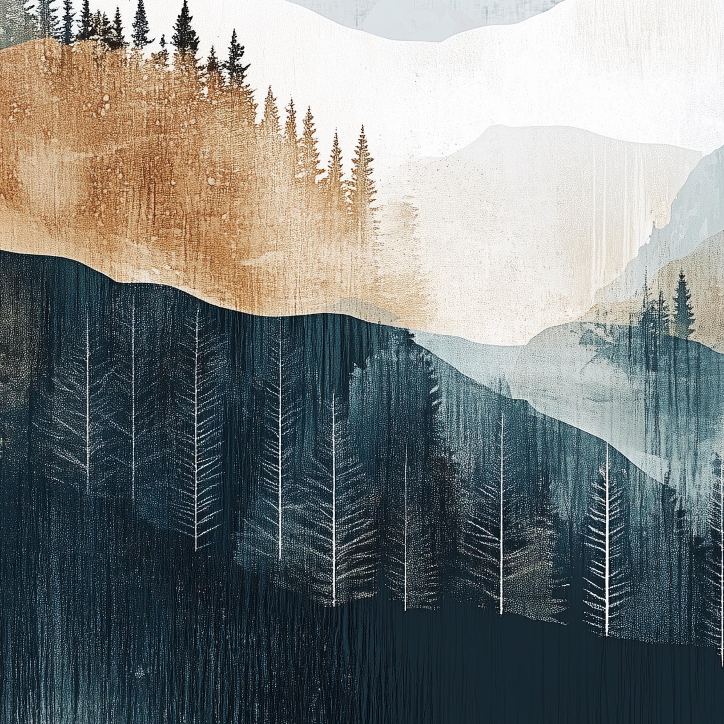 Mountain Landscape Wall Art Set of 3 Nature Art Abstract Mountain Lake ...