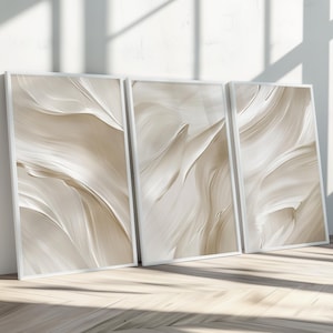 Beige Abstract Print Set of 3 | Neutral Wall Art Set of 3 | Beige Wall Art | Minimalist Wall Art | Poster Beige | Abstract Wall Art | 0023