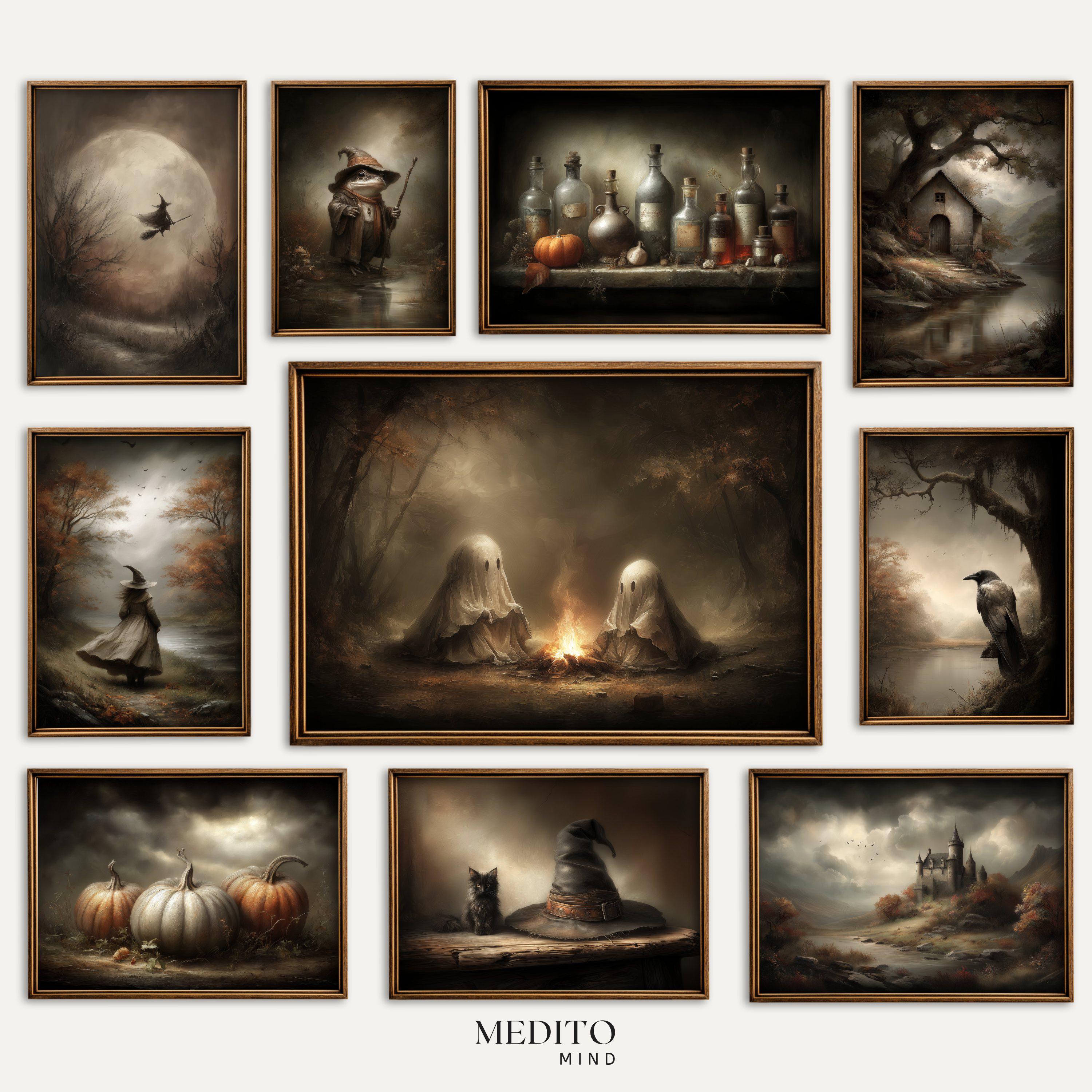 Halloween Wall Art Bundle | Spooky Fall Decoration | Dark Moody ...