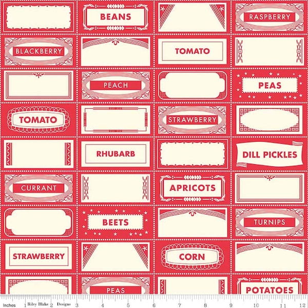 Canning Labels in Red - Riley Blake - Farm Girl - Half Yard Cotton Fabric