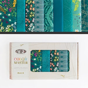 Paquete Teal Thoughts No 8 - Color Master de Art Gallery Fabric - Paquete de 10 cuartos de grasa, algodón premium de 18" x 22" --------ENVÍO GRATUITO-----