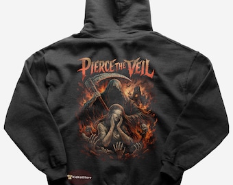 Piercings The Veil Hoodie | Rock Musik Hoodie | So weit, so Fake | Collide mit dem Himmel | Durchbohren Sie den Schleier Merch | Premium Baumwoll Kapuzenpullover
