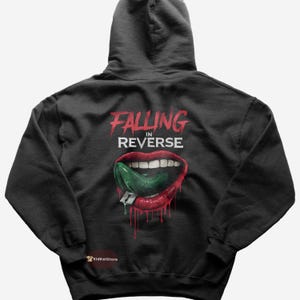 Bluza z kapturem Falling In Reverse - Popularny potwór - Gadżety Falling In Reverse - Bluza z kapturem z muzyką rockową - Prezent dla miłośników rocka - Odzież muzyczna premium