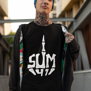 -shirt Sum 41 | Chemise de musique rock-metal | Guerre | Mines terrestres | Toujours en attente | Grosse lèvre | Marchandises Sum 41 | T-shirt en coton