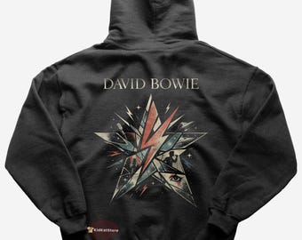 David Bowie Kapuzenpullover | Rock Musik Hoodie | Unter Druck | Let's Dance | Lachend mit Liza | David Bowie Merch | Unisex Hoodie aus Baumwolle