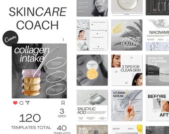 Luxury Skincare Instagram Templates | Esthetician & Beauty Coach  Social Media Kit | Clean Minimal Beauty Business Canva Graphics