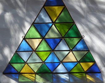 Stained Glass Window Hanging Stained Glass panel suncatcher Large Stained Glass Accent Triangle