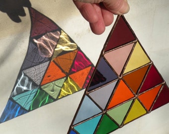 Stained Glass Rainbow triangle Sun Catcher