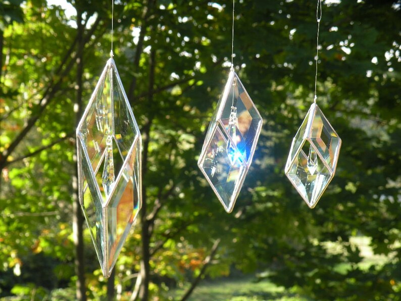 Stained Glass Suncatcher Crystal Prism Clear Glass Beveled Etsy