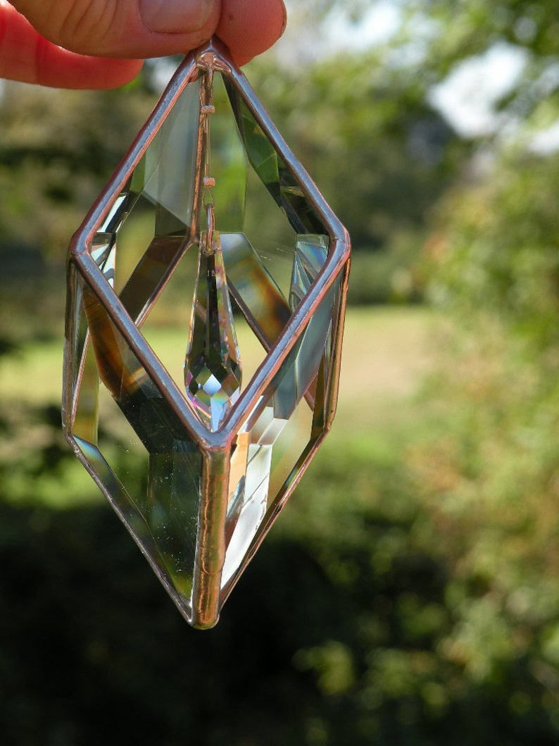 Stained Glass Suncatcher 3D Glass Art Geometric Clear Beveled Etsy