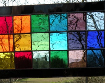 Stained Glass window  Rainbow stained glass window panel rectangle ravenglassgirl Glass Art