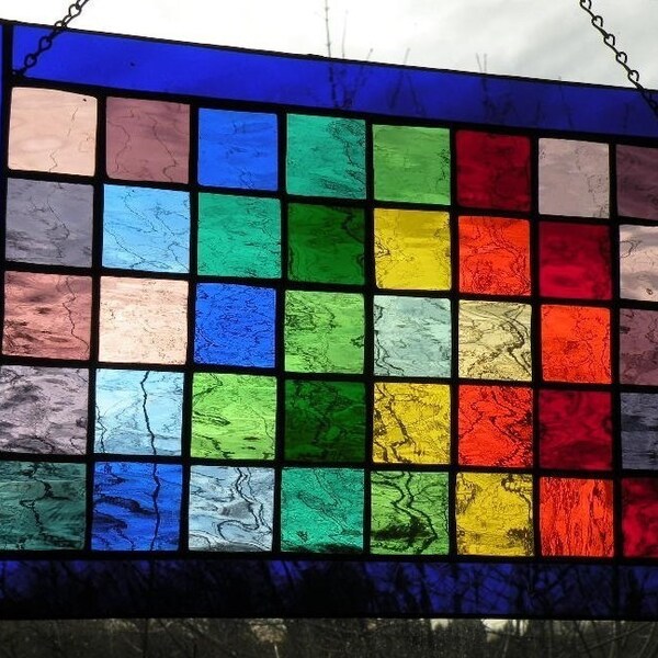 Stained Glass window  Panel  Stained Glass Window Hanging SunCatcher Rainbow Glass Gift