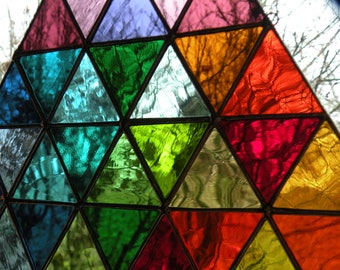 Rainbow Stained Glass Panel Colorful Rainbow  Triangle Stained Glass Window Hanging ravenglassgirl