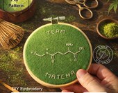Matcha Molecule Embroidery Pattern PDF – Japanese Inspired – Science Art – Modern Hand Embroidery – Minimalist Zen Design