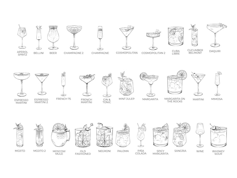 Letrero de menú de bar con bebidas de autor, letrero de menú de cócteles para boda, plantilla de menú de bar, boda vintage con dinero antiguo, boda clásica – ELEANOR imagen 7