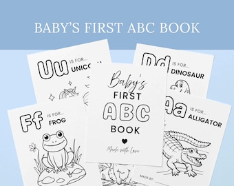 Baby Shower Game, Baby's First ABC Book Coloring Pages, Printable Alphabet Book