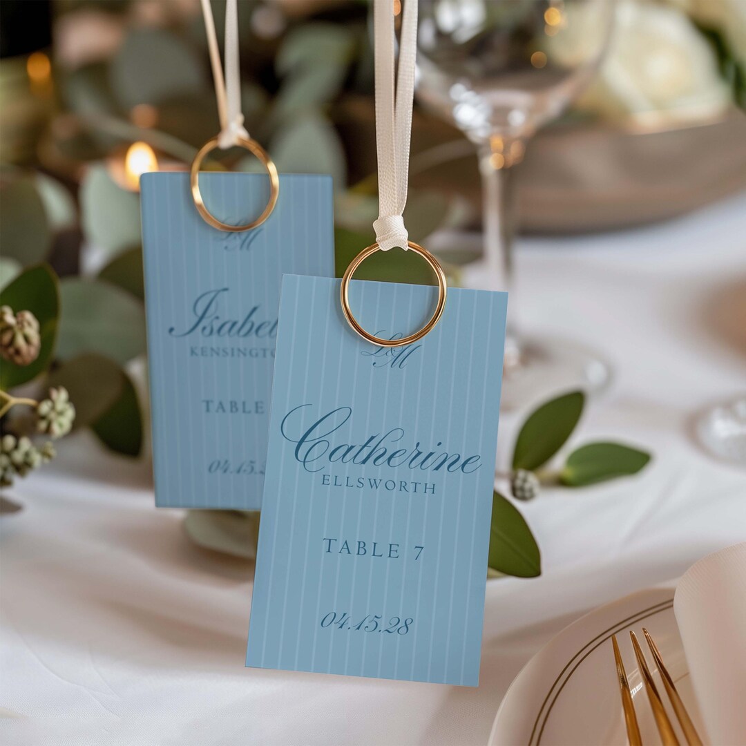 Blue Classic Wedding Seating Chair Tags, Estate Country Club (editable ...