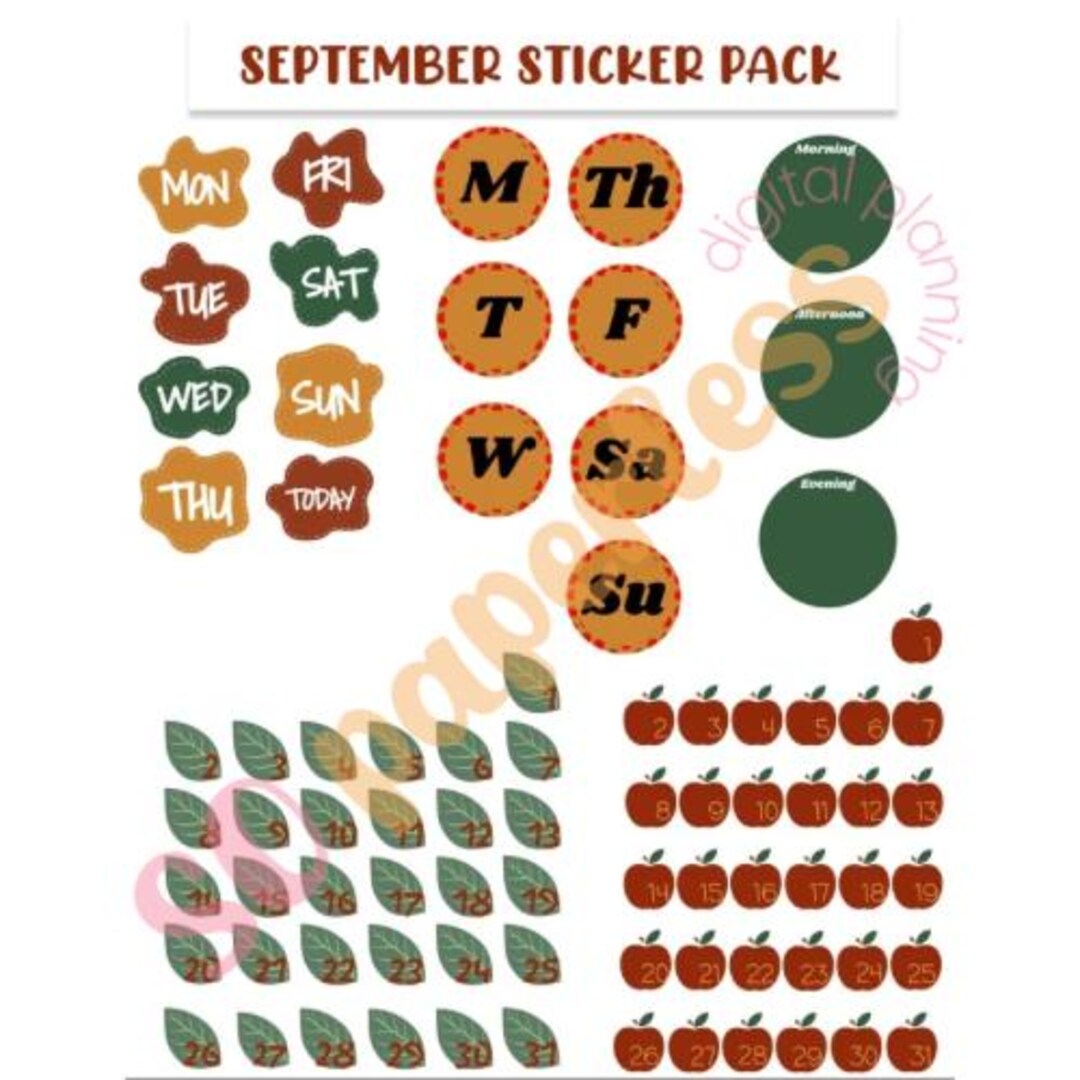 September Goodnotes Sticker Pack - Etsy