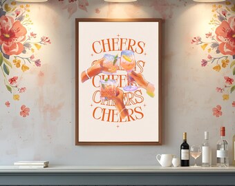 Cheers Cocktail Art Print | Fun Bar Cart Decor (Digital Download)