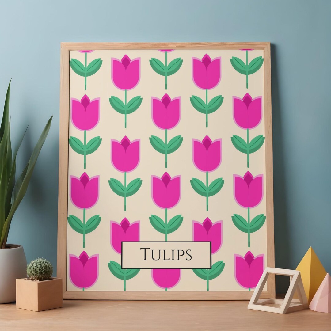 Pink Tulip Print, Minimalist Floral Wall Art (digital Download) - Etsy