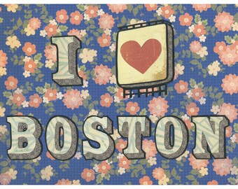 I Heart Boston -  Cut Paper Print FREE SHIPPING
