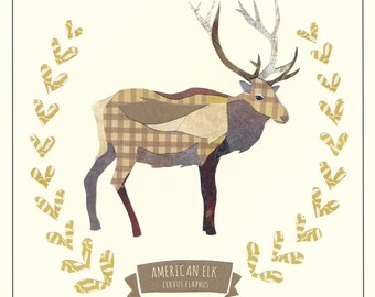 American Elk - New England Wildlife print LIVRAISON GRATUITE