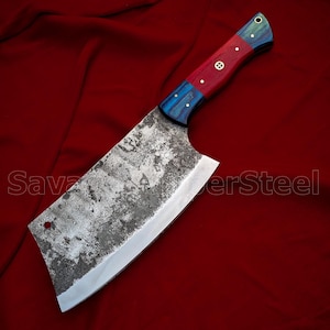Cleaver Chef Knife, Butcher Knife Forged in Fire 8&#39;&#39; Cleaver Knife High Carbon Steel Knife with Non-Slip Wood Handle Thanksgiving Gifts